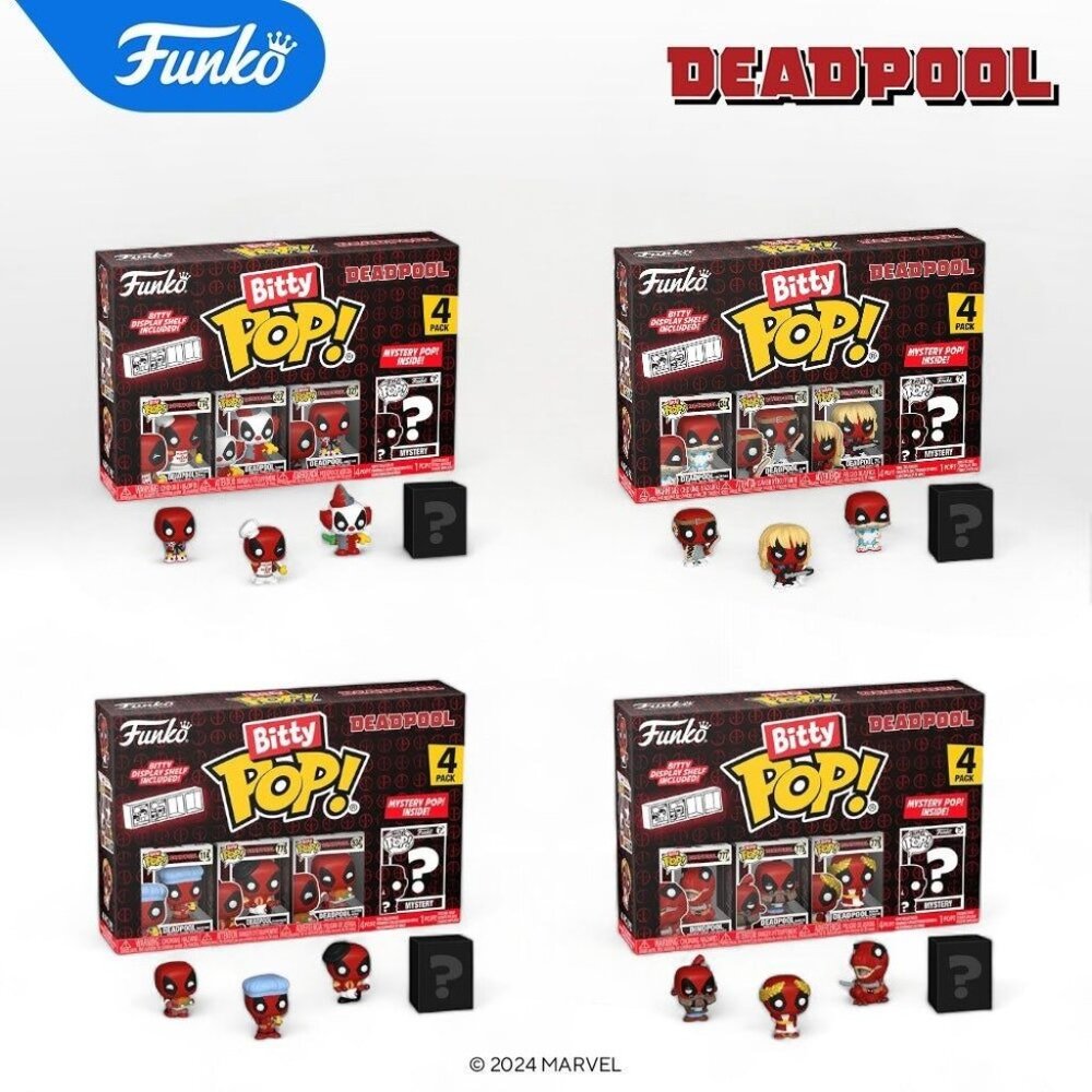 Set of 4 Funko Bitty Pop! Marvel Deadpool Mystery Pop!